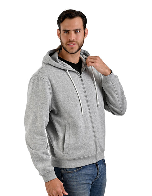 LEE sudadera hoodie gris para caballero con cierre y estampado en espalda.